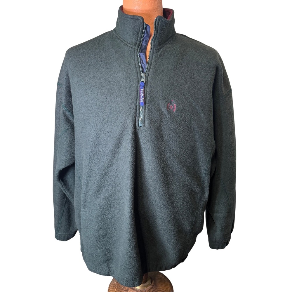 Vintage Bugle Boy Company Mens XL‎ Quarter Zip Fleece Pullover Forest Green 90s
